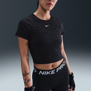 나이키반팔티 SQJ HJ2286-010 여성 드라이 핏 반팔 크롭 자카드 탑