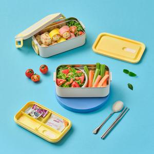 글라스락 더블클립 런치박스 2,000ml (크림레몬)