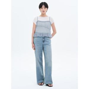 (355721LPEQ) [에잇세컨즈] 루즈 스트레이트 리넨 데님  스카이 블루