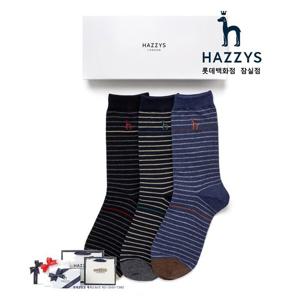[헤지스]HJSS5E105WT_스트라이프 컬러배색 남성 양말 3종세트