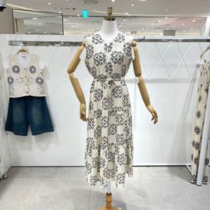 [밸리걸] 패턴 프린트 브이넥 원피스 608100