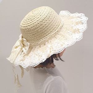 [우주아이]플로라레이스 밀짚모자 /아동 유아 밀짚 공주모자