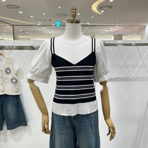 [밸리걸] 뷔스티에 배색 디자인 니트 605160