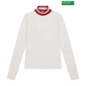 베네통 Color line neck t-shirt 3F_3P4ZD200Q_0R2