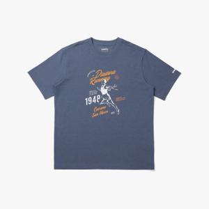 디아도라반팔티 AQS D5121LRS12SKD 빈티지 그래픽 코튼폴리 반팔 티셔츠 SKY BLUE