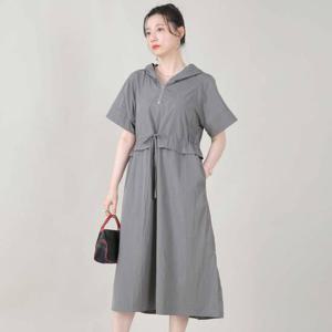 애비뉴투지 엄마옷 후드 아노락 바스락 허리끈 여름 반팔 원피스 K07531