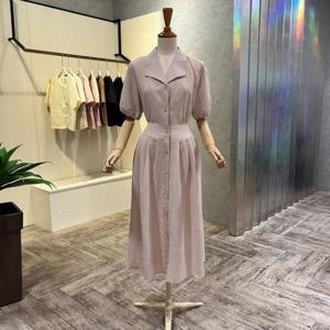 [ab.f.z]AOZ5HO981_플리츠 스트랩 카라 롱 원피스