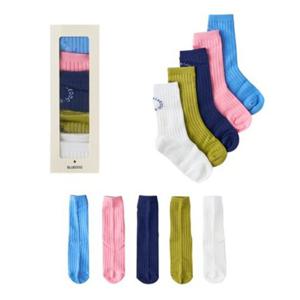 [블루독8-키즈] 오프화이트 BI베이직 5종단말세트 데일리삭스 양말 조카세돌선물 초등학생 25A1981009