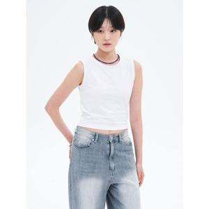 (355742LY61) [에잇세컨즈] 코튼스판 슬리브리스  화이트