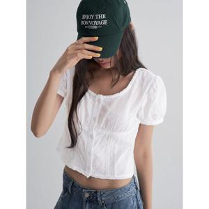 (355765LY41) [에잇세컨즈] 아일렛 반소매 블라우스  화이트