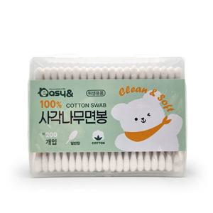 TK 사각면봉 200p 대용량 나무스틱 위생 귀세정 휴대용