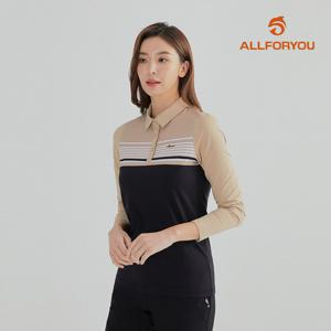 [올포유] [모델착장] 여성 셀라 스트라이프 배색 카라 티셔츠 AWTYL7261-509_G