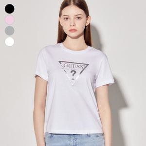 [게스(진)]여성 실버 빅삼각 반팔티셔츠 OP2K9404