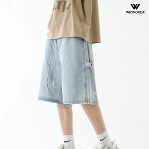 남자 와이드핏 데님 카고 팬츠 여름 스트릿 루즈핏 청반바지 WI229PN