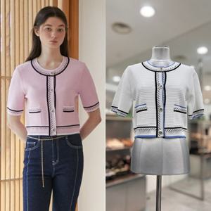 [에고이스트]라인배색 크롭 가디건 EP2KG461HJ_DG