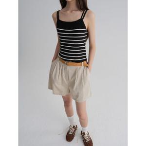 (325751LY25) [에잇세컨즈] 셋업 스트라이프 슬리브리스  블랙