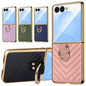 갤럭시Z플립7 제트지 액정보호 핑거링 도금슬림 패턴가죽 케이스