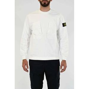 라프리마 스톤아일랜드 63954 코튼 플리스 위드 나일론 캔버스 크루넥 스웻셔츠 혼방 가먼트다잉 배지 맨투