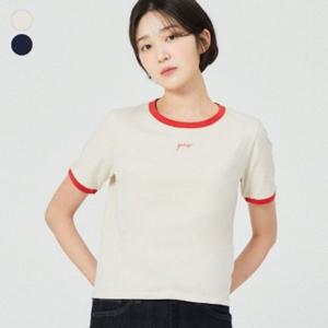 [게스(진)]여성 크롭 링거 게스 스몰로고 반팔티 OP2K8402