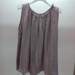 Destijl HC06 A라인 민소매 주름끈 품넉넉한 데일리 린넨 마 나시 티블라우스 D2531BL11B