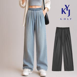 여름 투턱 텐셀 와이드 청바지 여성 밴딩 데님 팬츠 KPMLJN25