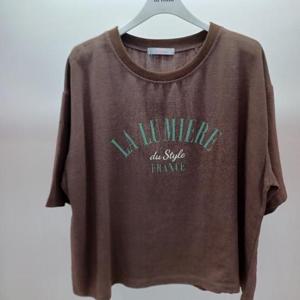 Latium HC06 국내생산 짧은 세미크롭 마 품편한 라운드 반팔 루미린넨티셔츠 T2531ts03B