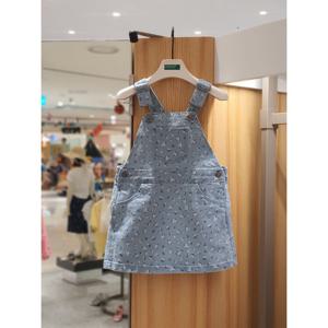 베네통키즈6 플라워 데님 오버롤 원피스 4NZRGT00M 25F