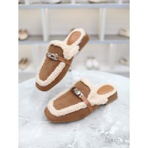 [블리아르]버클장식 스웨이드 털안감 겨울 블로퍼 3cm BLMD50010