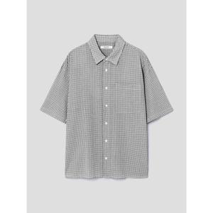 (455865LY25) [에잇세컨즈] 서머 깅엄체크 반소매 셔츠  블랙