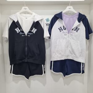 [행텐주니어]쿨 텐션 반팔 후드 집업 점퍼 반바지 세트14520-131