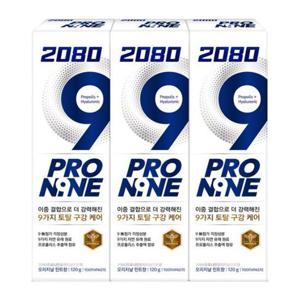 [땡큐온]2080 프로나인 후레쉬 민트향 치약 120g x3개