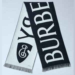 25 FW 버버리 오버사이즈 로고 디테일 투톤 울 프린지 머플러 블랙 8109563 C1343