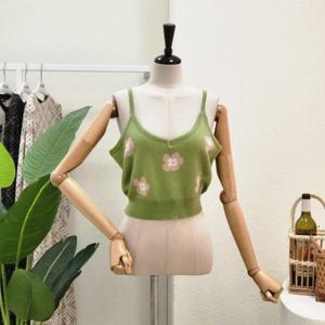 [포커스]  FM3C7VT02091_플라워 니트 크롭 뷔스티에