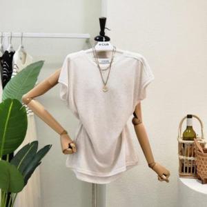 [포커스]  FM3E7TS05293_린넨 캡소매 라운드 티셔츠