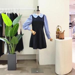 [포커스]  FF3I7OP01295_카라넥 A라인 미디엄 원피스