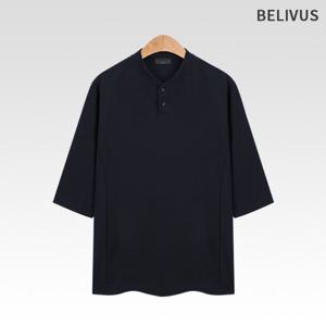 [빌리버스]남성 티셔츠 헨리넥 기본 7부 무지티 520VCM