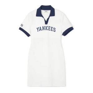 MLB긴팔티 PQJ 3FOPV0143-50IVS 바시티 레터링 피케 원피스