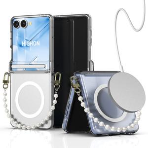 갤럭시Z플립7 케이스 진주핸드스트랩힌지보호 맥세이프 투명하드