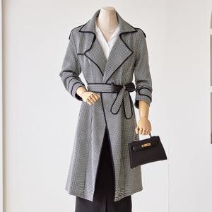 [커스텀에이블] [55~66]하운드투스 배색라인 트렌치 코트_T2508CT602C