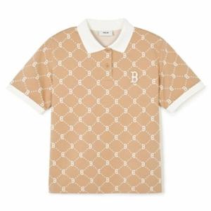 MLB긴팔티 PQJ 3FPQM0243-43CAL 여성 다이아 모노그램 자카드 카라 티셔츠