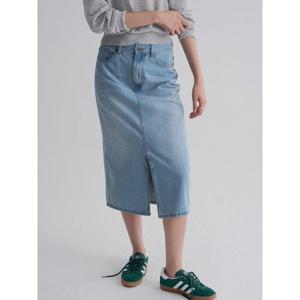 (355827LPBQ) [에잇세컨즈] 워싱 데님 롱 스커트  스카이 블루