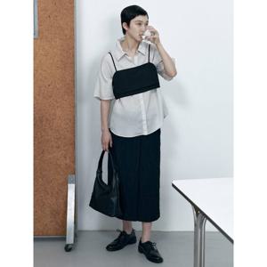 (115827BY25) [에잇세컨즈] 배색 레이어드 롱 스커트  블랙