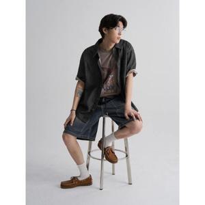 (265865CPC5) [에잇세컨즈] 경량 반소매 데님 셔츠  블랙