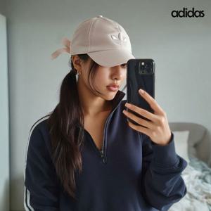 아디다스 오리지널 새틴 볼캡 여성 솜사탕 핑크 리본 모자 JM1243