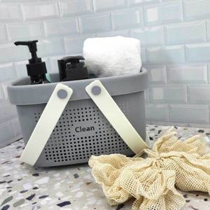 바구니 목욕가방 목욕바구니 펀칭 회색