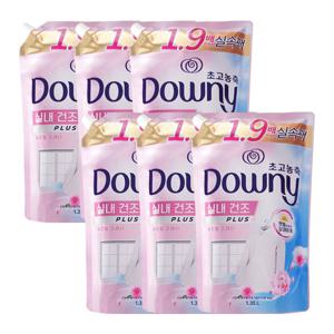 다우니 실내건조 초고농축 섬유유연제 플로럴 블로썸 리필 1.35L x6