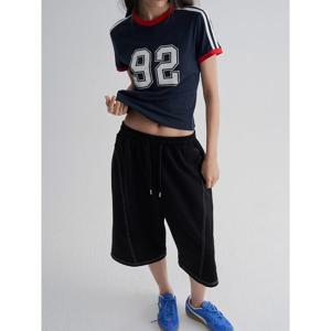 (125842MQER) [에잇세컨즈] 넘버링 슬림핏 티셔츠  네이비