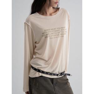 (165841AY1A) [에잇세컨즈] 빈티지 오버핏 레터링 티셔츠  베이지