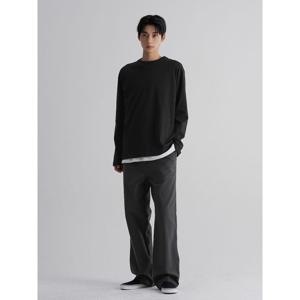 (455821LYB4) [에잇세컨즈] 백 사틴 세미와이드핏 워크 팬츠  애쉬