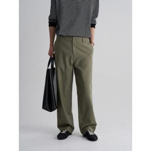 (455821LYBH) [에잇세컨즈] 백 사틴 세미와이드핏 워크 팬츠  카키